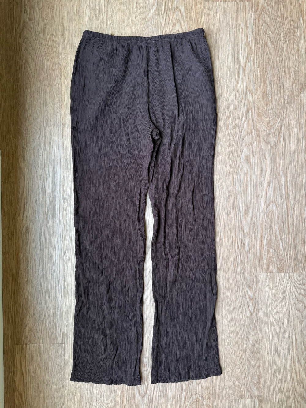 Zara Brown Crinkle Textured Drawstring Pants | Size Medium - Picture 3 of 7